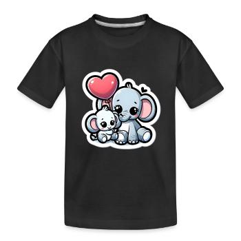 Süsses Elefantenbaby mit Herz Ballon Elefantenmama - Kinder Premium Bio T-Shirt - Schwarz - Vorne