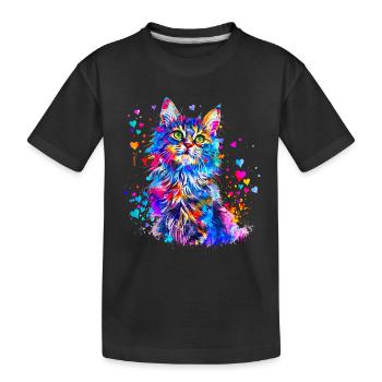 Chat mignon avec des coeur - T-shirt bio Premium Enfant - noir - Devant