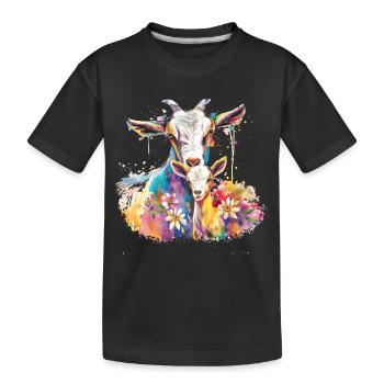 Ziege mit ihrem Kalb - Kinder Premium Bio T-Shirt - Schwarz - Vorne
