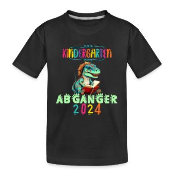 Kindergarten Abgänger 2024 Dino Abschied Kita Kiga - Kinder Premium Bio T-Shirt - Schwarz - Vorne