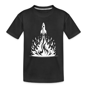 Rocket taking off in fire, flames, sea - Kids' Premium Organic T-Shirt - black - Front