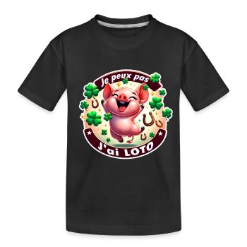 Je peux pas j'ai loto, cochon - T-shirt bio Premium Enfant - noir - Devant