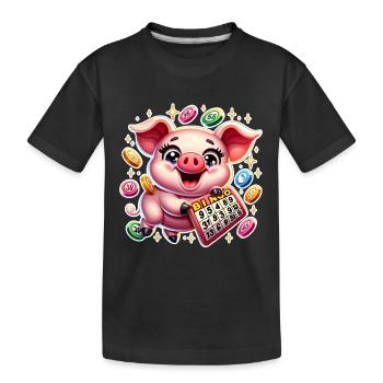 Lotto, Schwein, Bingo - Kinder Premium Bio T-Shirt - Schwarz - Vorne