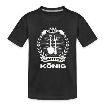 Grill Papa Garten Geschenk Grillen BBQ König - Kinder Premium Bio T-Shirt - Schwarz - Vorne