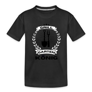 Grill Papa Garten Geschenk Grillen BBQ König - Kinder Premium Bio T-Shirt - Schwarz - Vorne