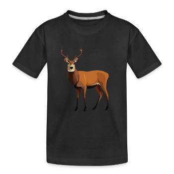 Hirsch - Kinder Premium Bio T-Shirt - Schwarz - Vorne