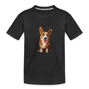 Corgi Hund - Kinder Premium Bio T-Shirt - Schwarz - Vorne