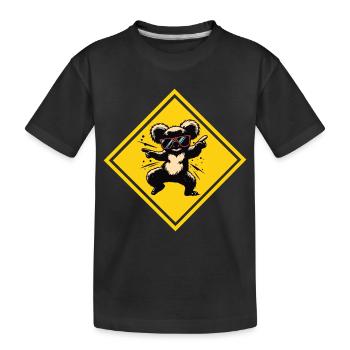Dancing koala - sunglasses on traffic sign - Kids' Premium Organic T-Shirt - black - Front