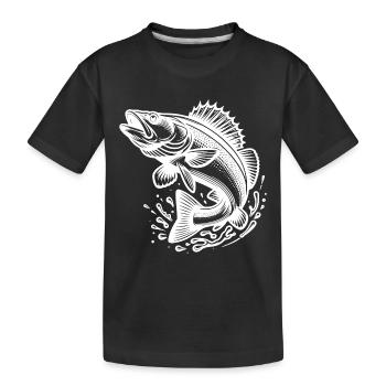 Grand poisson sandre sauteur - T-shirt bio Premium Enfant - noir - Devant