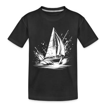 Voilier rapide dans une houle d’éclaboussures - T-shirt bio Premium Enfant - noir - Devant