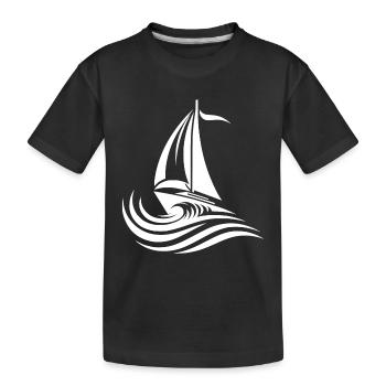 Segelboot bei starkem Wellengang bei rauher See - Kinder Premium Bio T-Shirt - Schwarz - Vorne