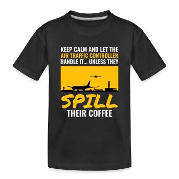 Contrôleur de café de la circulation aérienne ATC Aviation Humour - T-shirt bio Premium Enfant - noir - Devant