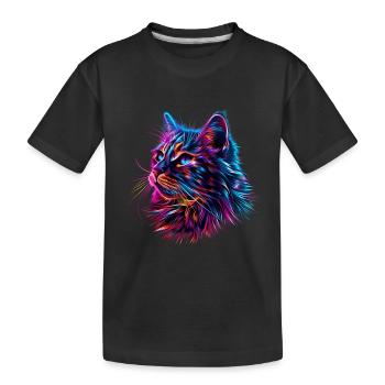 Katzengesicht in Neonfarben - Kinder Premium Bio T-Shirt - Schwarz - Vorne