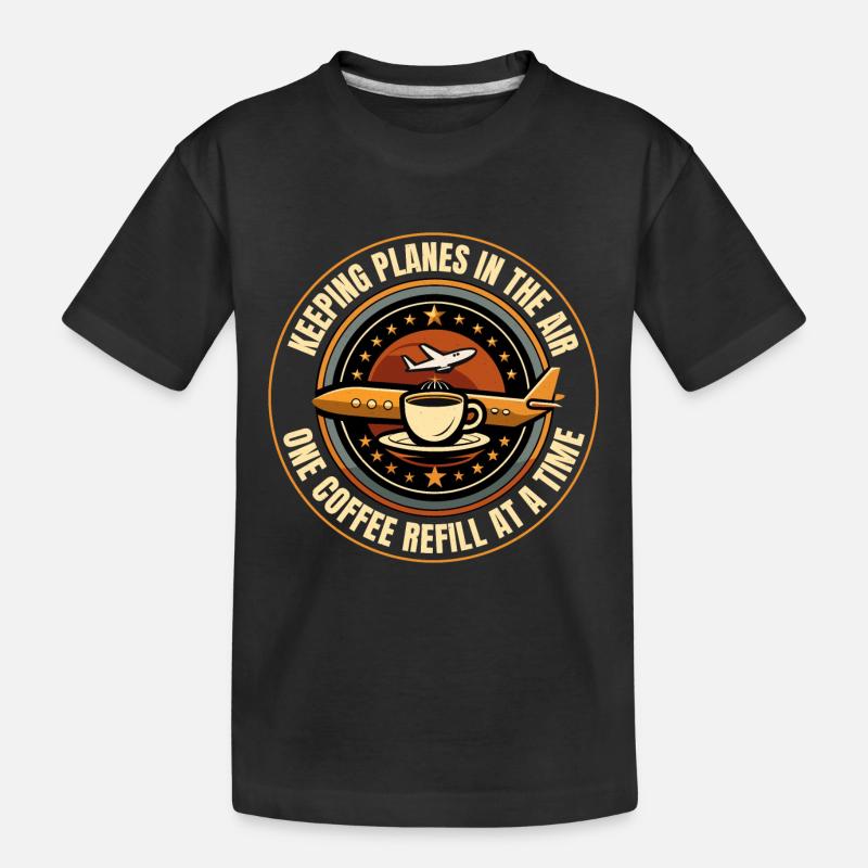 Fluglotse Kaffee ATC Luftfahrt Humor - Kinder Premium Bio T-Shirt - Schwarz