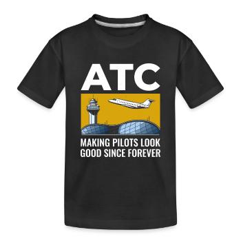 Contrôleur de la circulation aérienne ATC Aviation Humour Avion - T-shirt bio Premium Enfant - noir - Devant
