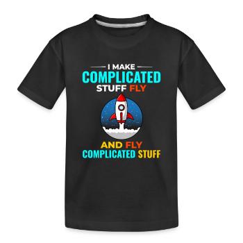 Luft- und Raumfahrtingenieur Raumfahrtraketenwissenschaftler - Kinder Premium Bio T-Shirt - Schwarz - Vorne