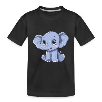 Cute blue elephant with big eyes - Kids' Premium Organic T-Shirt - black - Front