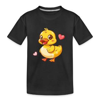 Süßes Entchen Mit Herzchen - Kinder Premium Bio T-Shirt - Schwarz - Vorne