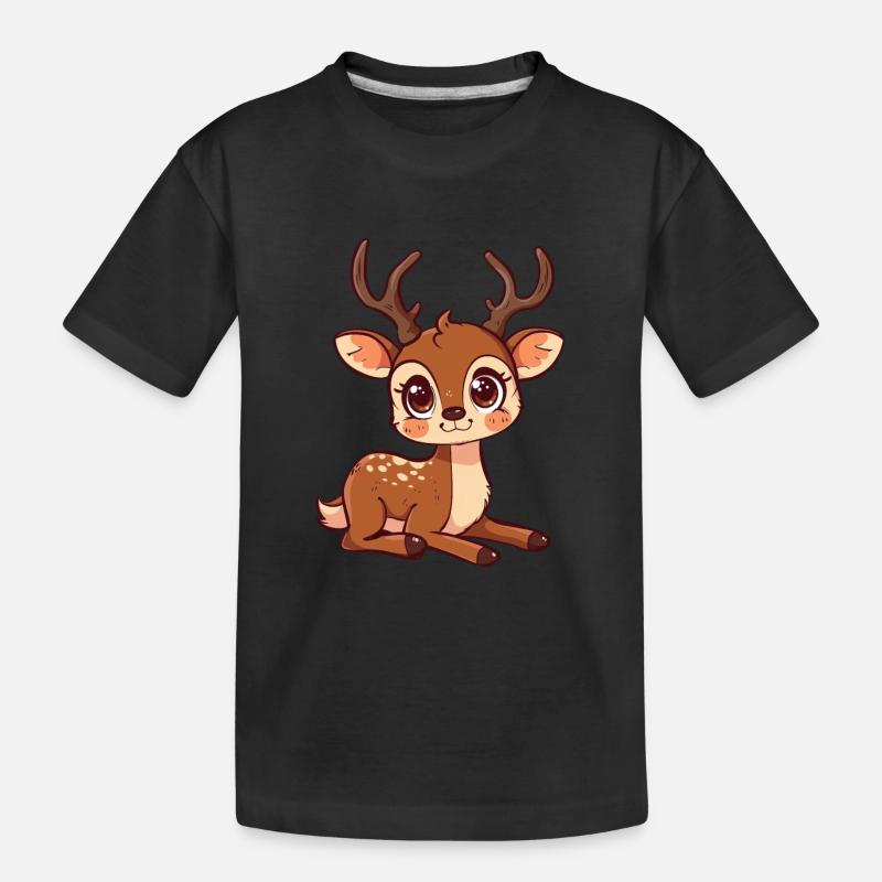 Fauve mignon avec de grands yeux - T-shirt bio Premium Enfant - noir