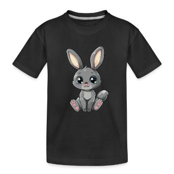 Süßer Grauer Häschenblick Für Dich - Kinder Premium Bio T-Shirt - Schwarz - Vorne