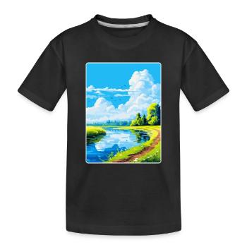 Donau Auen Deutschland Vintage Reiseplakat Souvenir - Kinder Premium Bio T-Shirt - Schwarz - Vorne