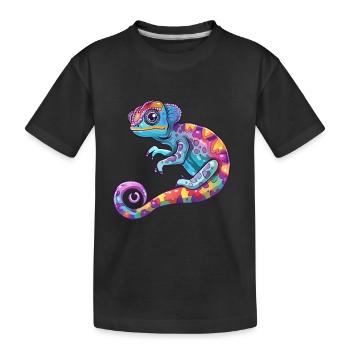 Colorful Chameleon Discovery Trip - Kids' Premium Organic T-Shirt - black - Front