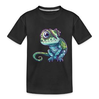 Amis caméléon aux grands yeux - T-shirt bio Premium Enfant - noir - Devant