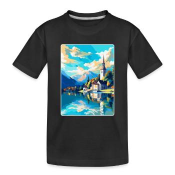 St. Wolfgang Österreich Vintage Reiseplakat Souvenir - Kinder Premium Bio T-Shirt - Schwarz - Vorne