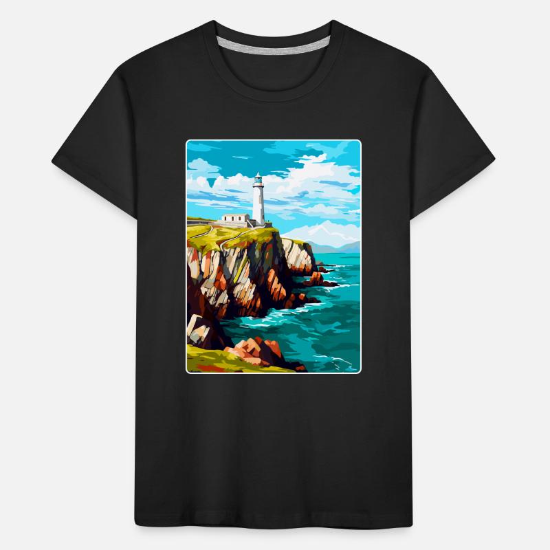 South Stack Cliffs Anglesey Vintage Reiseposter Kinder Premium Bio T-Shirt