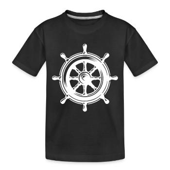 Klassisches Schiff Steuerrad große Segel Seefahrt - Kinder Premium Bio T-Shirt - Schwarz - Vorne