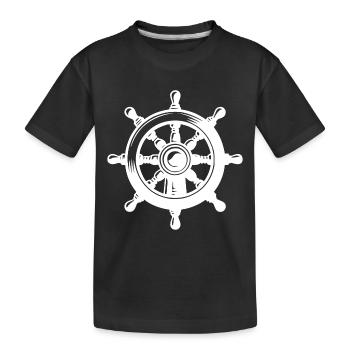 Seefahrt Ruderwache Klassisches Schiff Steuerrad - Kinder Premium Bio T-Shirt - Schwarz - Vorne