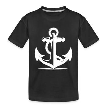 Vintage alter Anker mit dickem Tau Seil - Kinder Premium Bio T-Shirt - Schwarz - Vorne