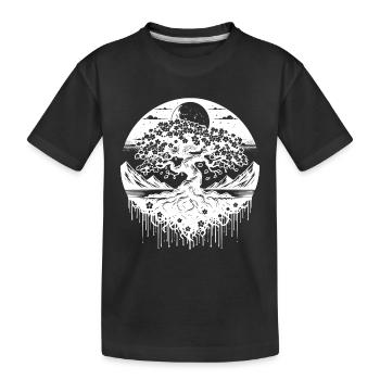 Fleur de cerisier dans un paysage vintage - T-shirt bio Premium Enfant - noir - Devant