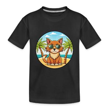 Havanna Braune Katzenrasse Cartoon Sonnenbrille Strand - Kinder Premium Bio T-Shirt - Schwarz - Vorne