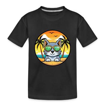 Australian Mist Cat Breed Cartoon Sunglasses Beach - Kids' Premium Organic T-Shirt - black - Front