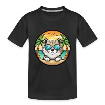 Himalaya-Katzenrasse Cartoon-Sonnenbrille Strand - Kinder Premium Bio T-Shirt - Schwarz - Vorne
