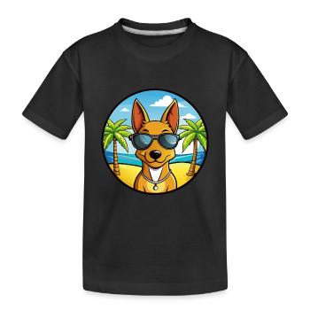 Cirneco Dell Etna Hunderasse Cartoon Sonnenbrille Strand - Kinder Premium Bio T-Shirt - Schwarz - Vorne