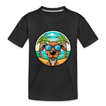 Hannover Laufhund Hunderasse Cartoon Sonnenbrille Strand - Kinder Premium Bio T-Shirt - Schwarz - Vorne