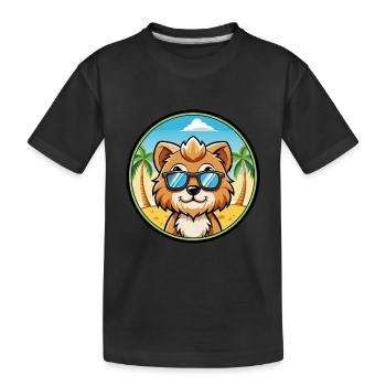 Lowchen Little Lion Dog Breed Cartoon Sunglasses - Kids' Premium Organic T-Shirt - black - Front