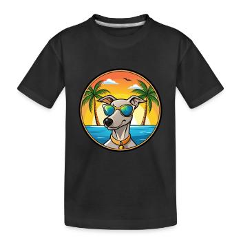 Lurcher Chien Race Dessin Animé Lunettes De Soleil Plage - T-shirt bio Premium Enfant - noir - Devant