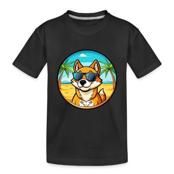 Neuguinea Singende Hunderasse Cartoon Sonnenbrille - Kinder Premium Bio T-Shirt - Schwarz - Vorne