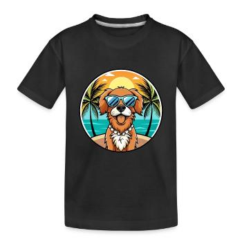 Picardie Spaniel Hund Rasse Cartoon Sonnenbrille Strand - Kinder Premium Bio T-Shirt - Schwarz - Vorne