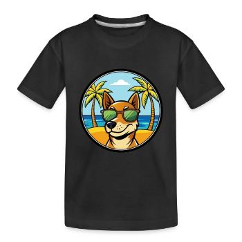 Serbischer dreifarbiger Laufhund Rasse Cartoon Strand - Kinder Premium Bio T-Shirt - Schwarz - Vorne