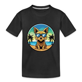 Australian Silky Terrier Chien Race Cartoon Beach - T-shirt bio Premium Enfant - noir - Devant