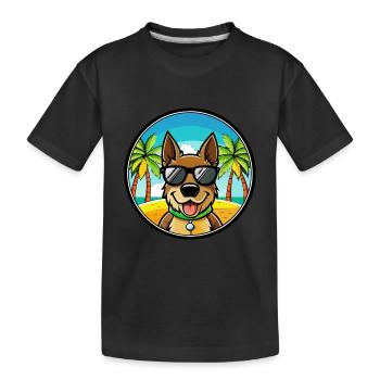Deutsche Bracke Hunderasse Cartoon Sonnenbrille Strand - Kinder Premium Bio T-Shirt - Schwarz - Vorne