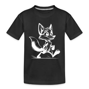 Kleiner Frechdachs Fuchs Zeichnung - Kinder Premium Bio T-Shirt - Schwarz - Vorne