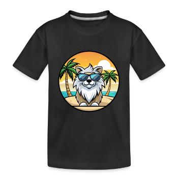 Himalaya Schäferhund Rasse Cartoon Sonnenbrille Strand - Kinder Premium Bio T-Shirt - Schwarz - Vorne