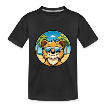Lowchen Little Lion Dog Breed Cartoon Sunglasses - Kids' Premium Organic T-Shirt - black - Front
