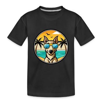 Lurcher chien race dessin animé lunettes de soleil plage - T-shirt bio Premium Enfant - noir - Devant