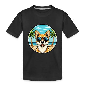 Neuguinea Singende Hunderasse Cartoon Sonnenbrille - Kinder Premium Bio T-Shirt - Schwarz - Vorne
